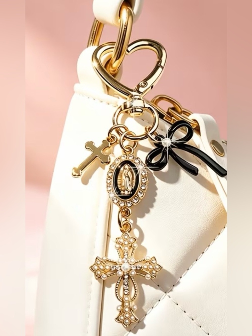 NEW Black, Gold, & Pearl Bag/Purse Charm